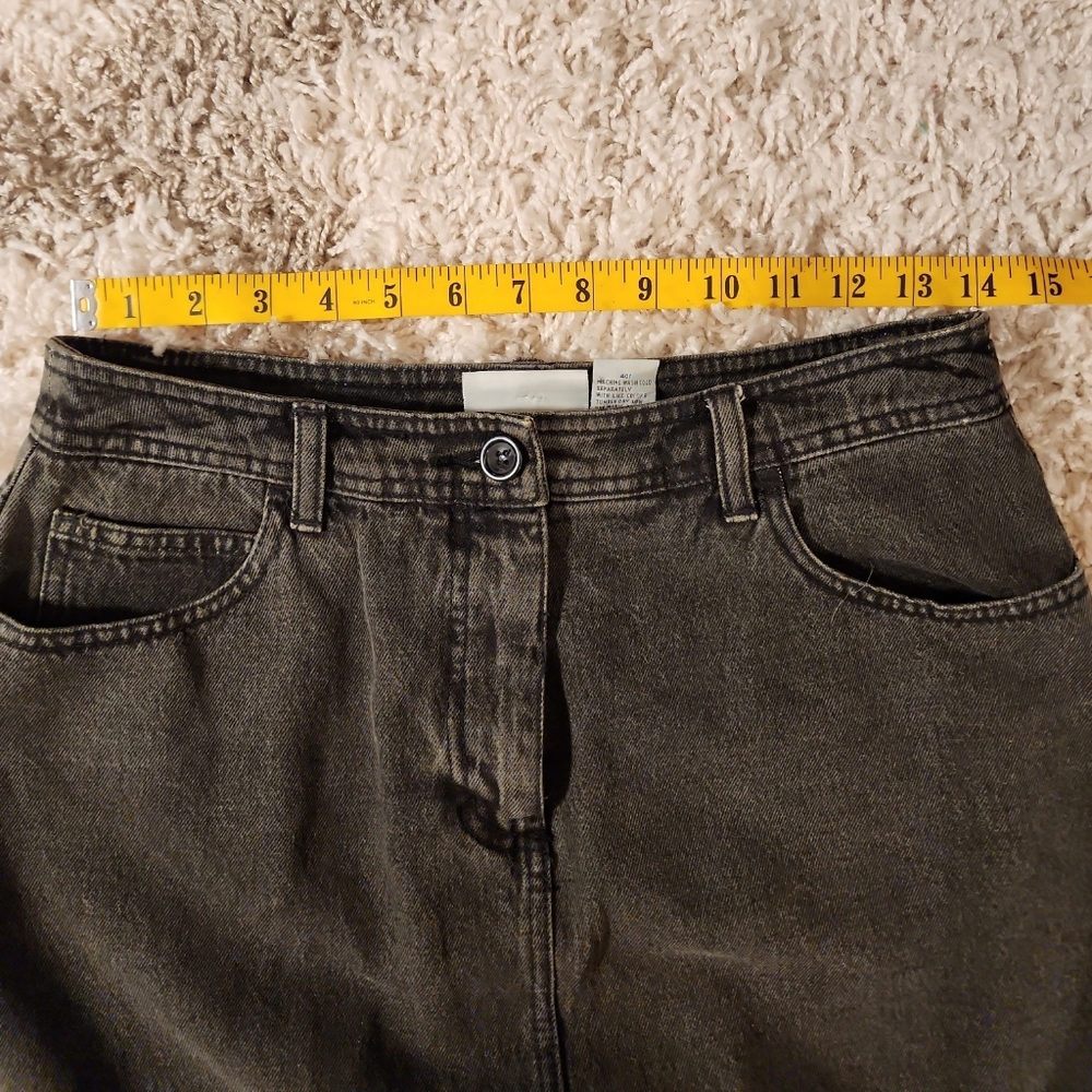 *Newport News Women's Black Denim Mermaid Skirt W/ Yellow Threading Size 8* - Picture 4 of 6